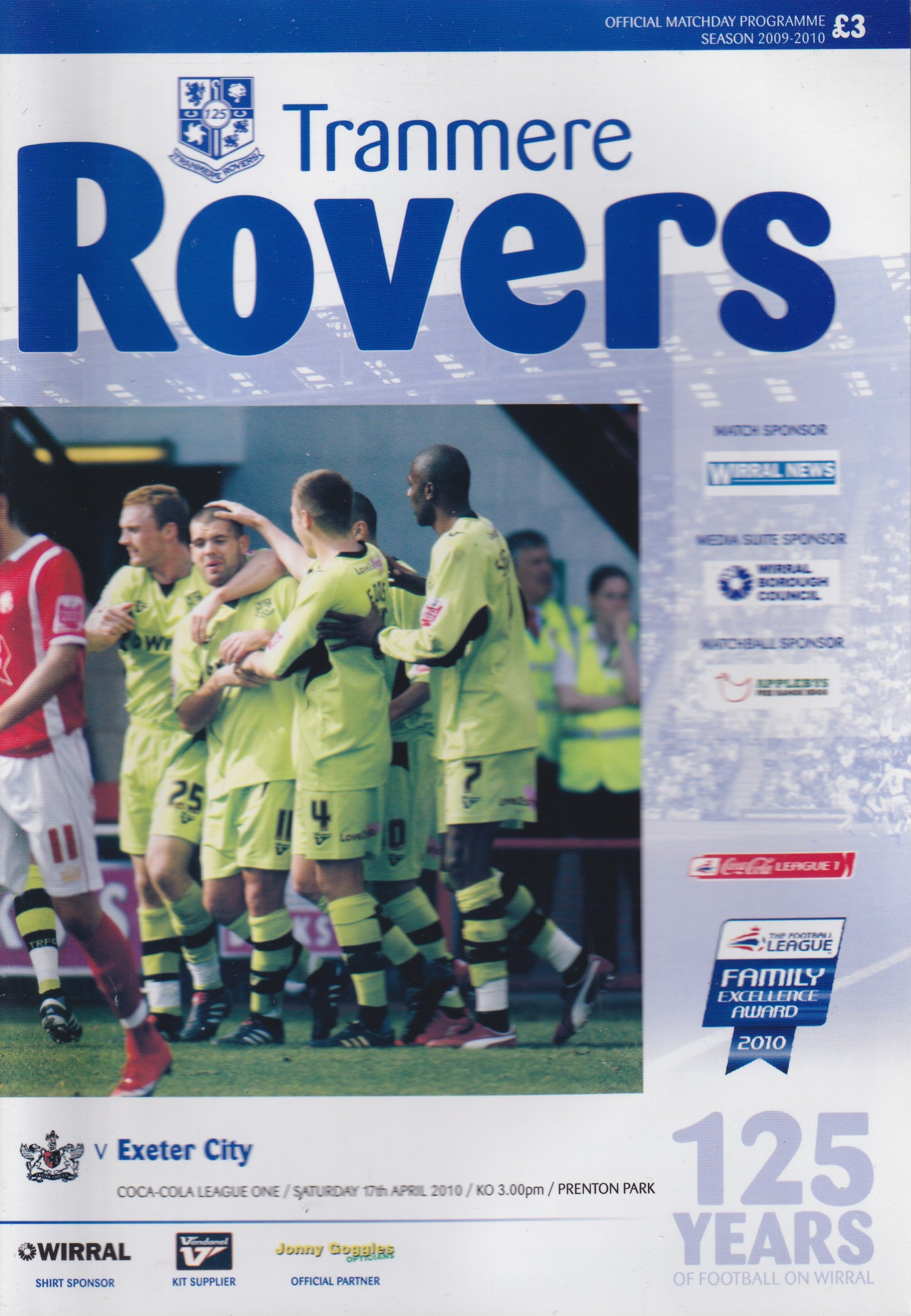 Tranmere Rovers v Exeter City match programme
